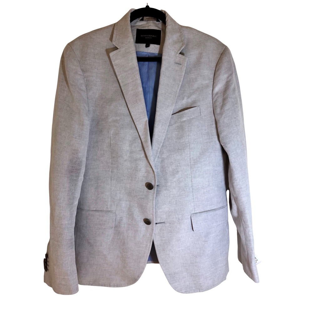 Banana Republic Tailored Fit Linen Blend Blazer Men Size‎ 40R Light Gray